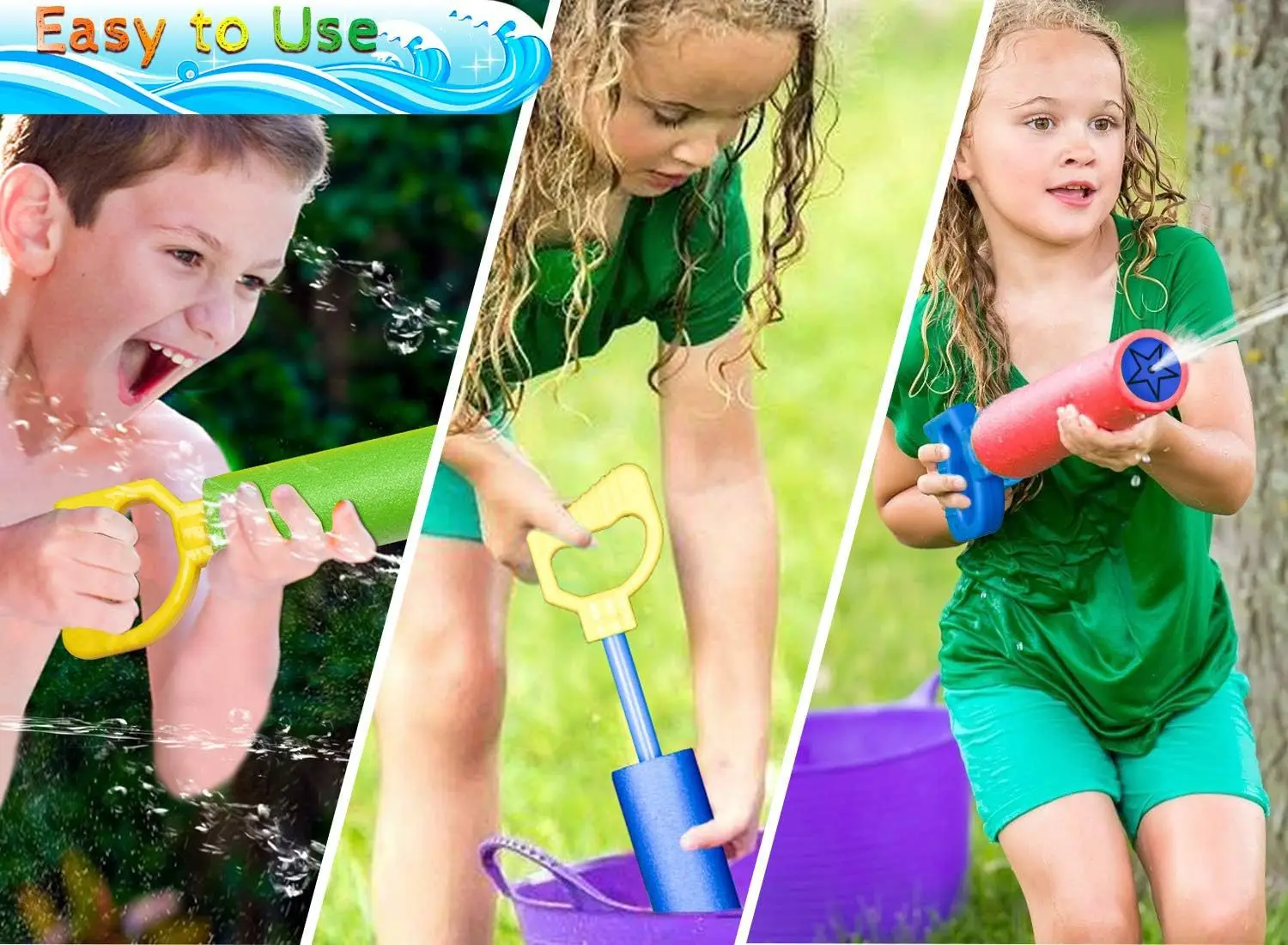 Water Gun Summer Outdoor Water Spray Gun  Foam EVA  Pull High Pressure Range Sand Beach Pools Water Fun Play Toys Children