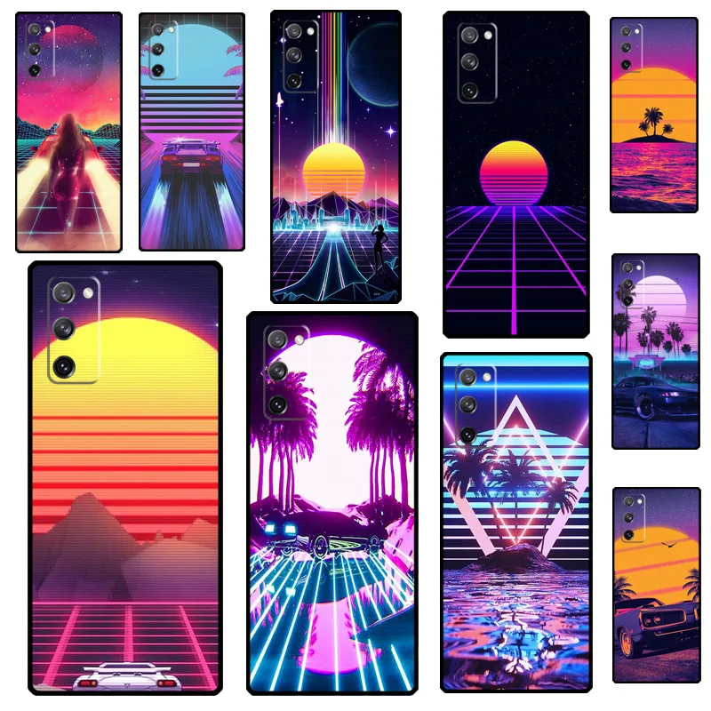 Vaporwave 80's Retro Neon Synthwave Phone Case For Samsung Galaxy S8 S9 S10 Plus S20 FE S21 Ultra Note 20 Note 10 Plus Fundas