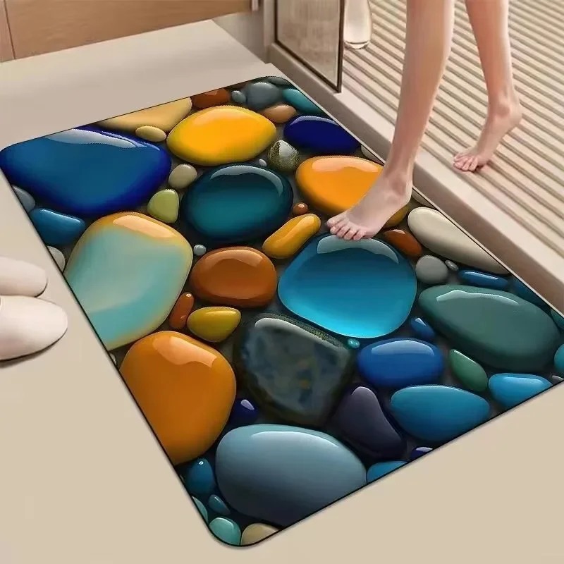 VIKAMA Coastal Wave Doormat Patio Beach House Entryway - Non-Slip Noise-Reducing Weather-Resistant Outdoor Home Decor