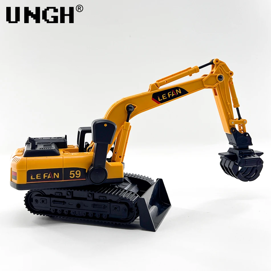 UNGH 1:26 Simulation Diecast Drill Excavator Crane Car Models Inertial Truck for Children Kids Boy Engineering Vehicle Toys Game