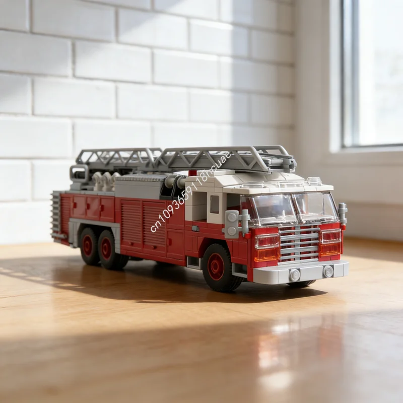 

460pcs MOC City Fire Seagrave Ladder Truck Model Building Blocks Christmas Gifts Construction Toys Creative Idea Education