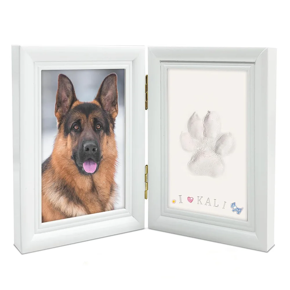 Pet Paw Print Memorial Frame for Cats and Dogs Handprint and Footprint Ink Pad Foldable Display Stand for DIY Handprint Art