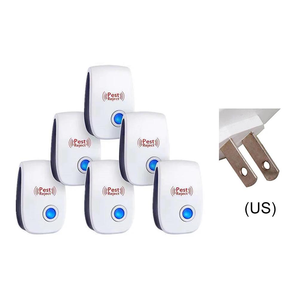 6Pcs Ultrasonic Pest Repeller Insect Bug Repeller Long Range Pest & Insect Deterrent Multi-Function for Roach Rodent Mouse Bugs