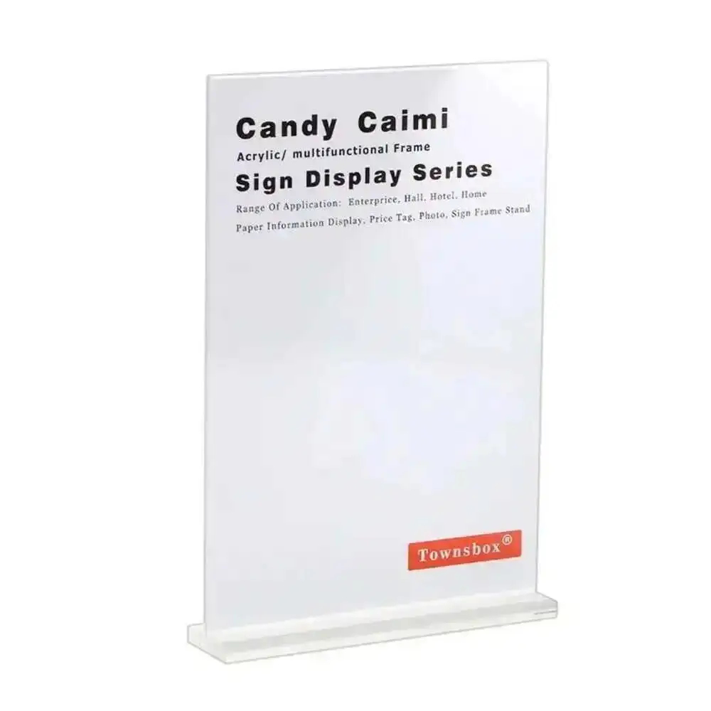 

2Pcs A4（297*210mm）Acrylic Advertising Poster Picture Sign Holder T Shape Table Menu Price Display Frame For Restaurants
