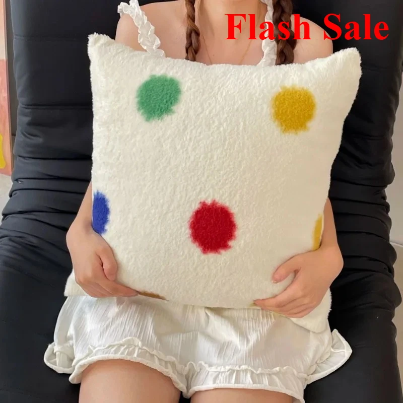 

2025 new sheep wool throw pillow cartoon small fresh throw pillow living room bedroom pillow 45x45cm