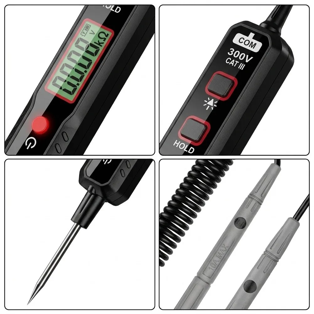 Digital Pen Multimeter with LCD Backlight Built in LED Flashlight for auto Power and CAT III 300V Certification