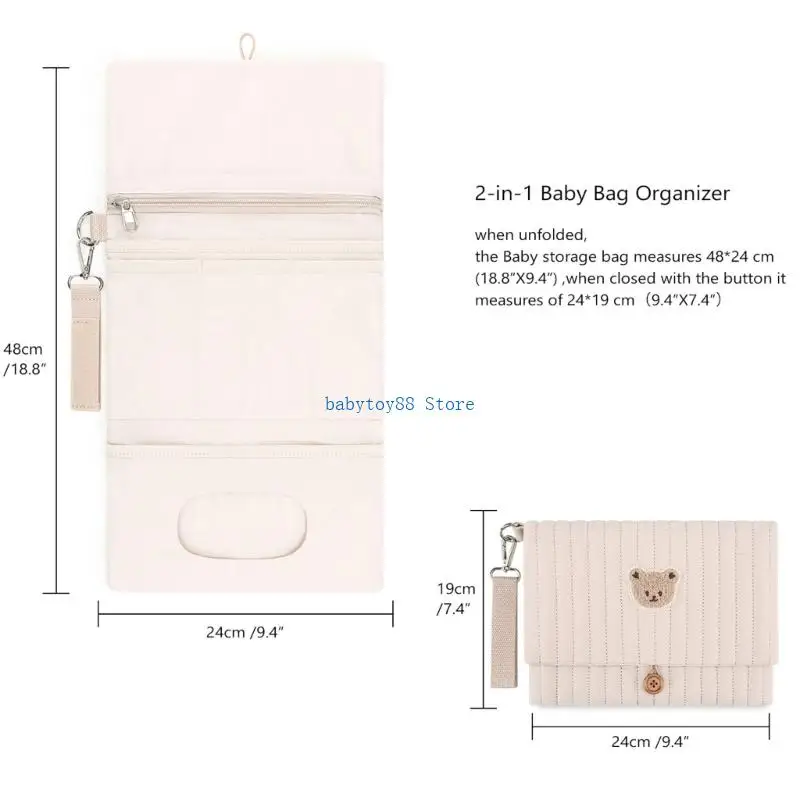 Y4UD Organizador pañales acolchado neutro género, accesorio portátil plegable para cochecitos