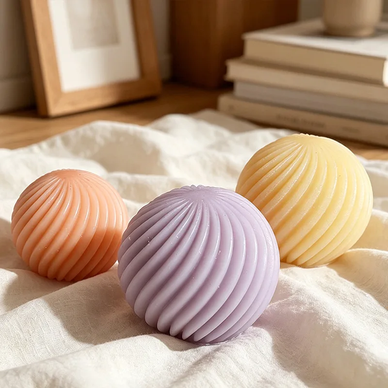Mould Origami Diagonal Stripe Spherical Aromatherapy Candle Silicone Mold DIY Geometric Irregular Rotating Sphere Plaster Molds