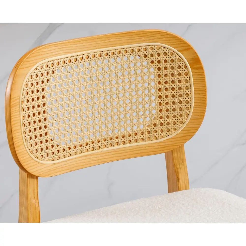 كراسي بار من الروطان مكونة من 4 قطع مع ظهر قصب، منجد لجزيرة المطبخ، بوهو شيربا، 26 ارتفاع مضاد #4