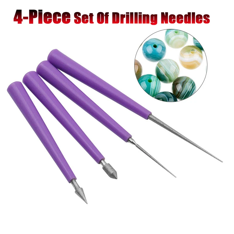 4 Pcs Needle Files Set Diamond Tipped  New Polishing Jewelry Tools Drill Bit Beading Hole Enlarger Carving Tool