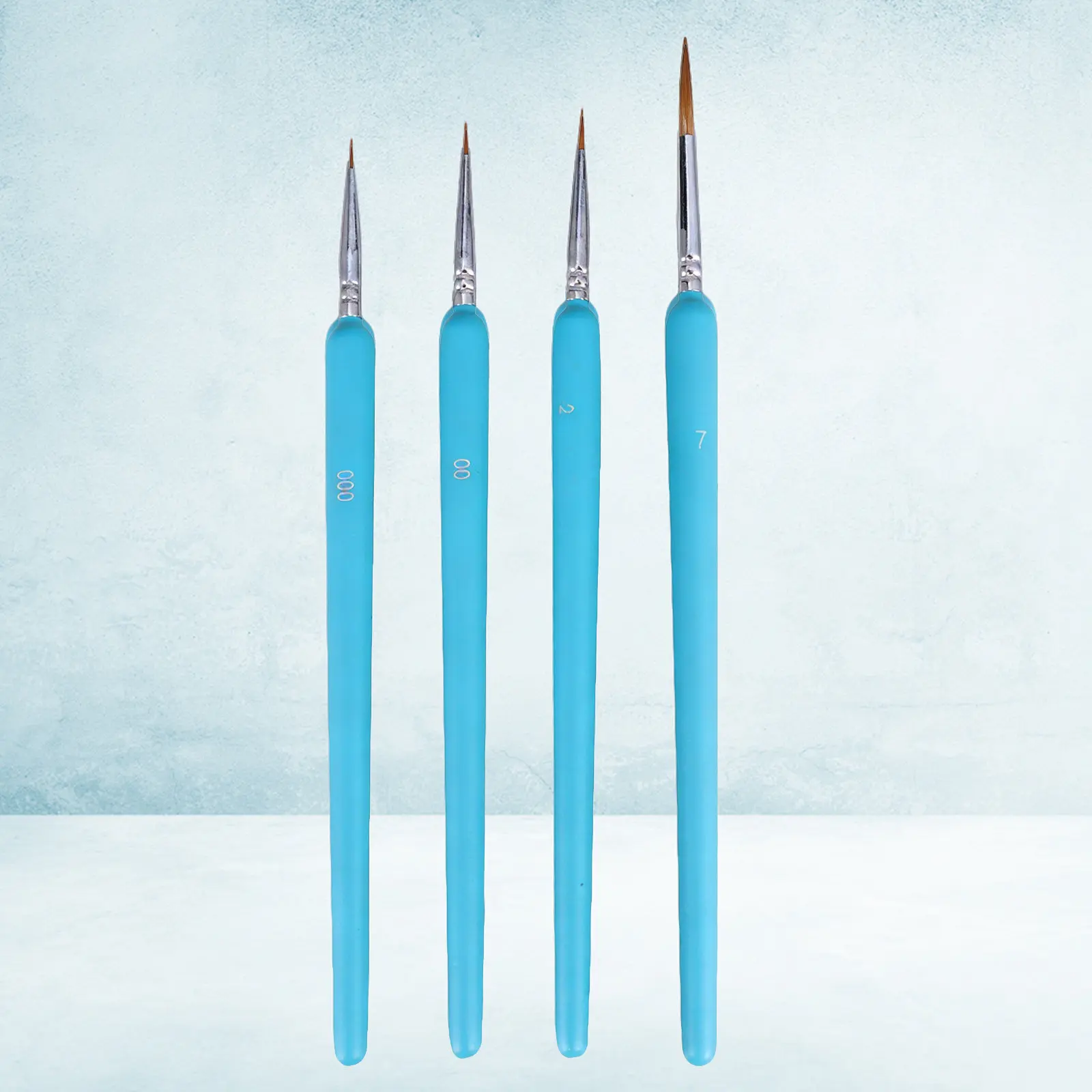 4Pcs Sky-Blue Wolf Hair Tip Detail Paint Brushes Professional Fine Detailing Drawing Painting Set for Acrylic Watercolor Oil