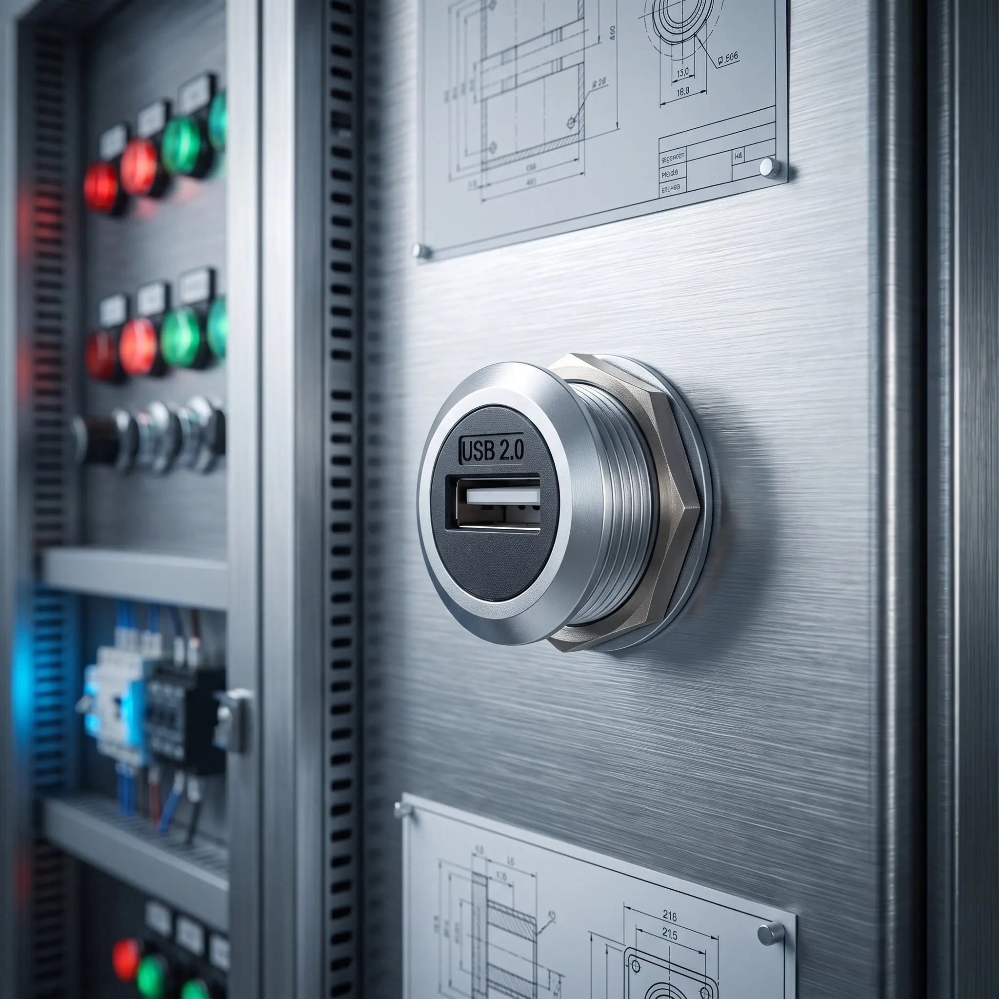 USB 2.0 Round Panel Mount Female Socket Silver D Type Interface Connector Module Pass Through Data Network Extension