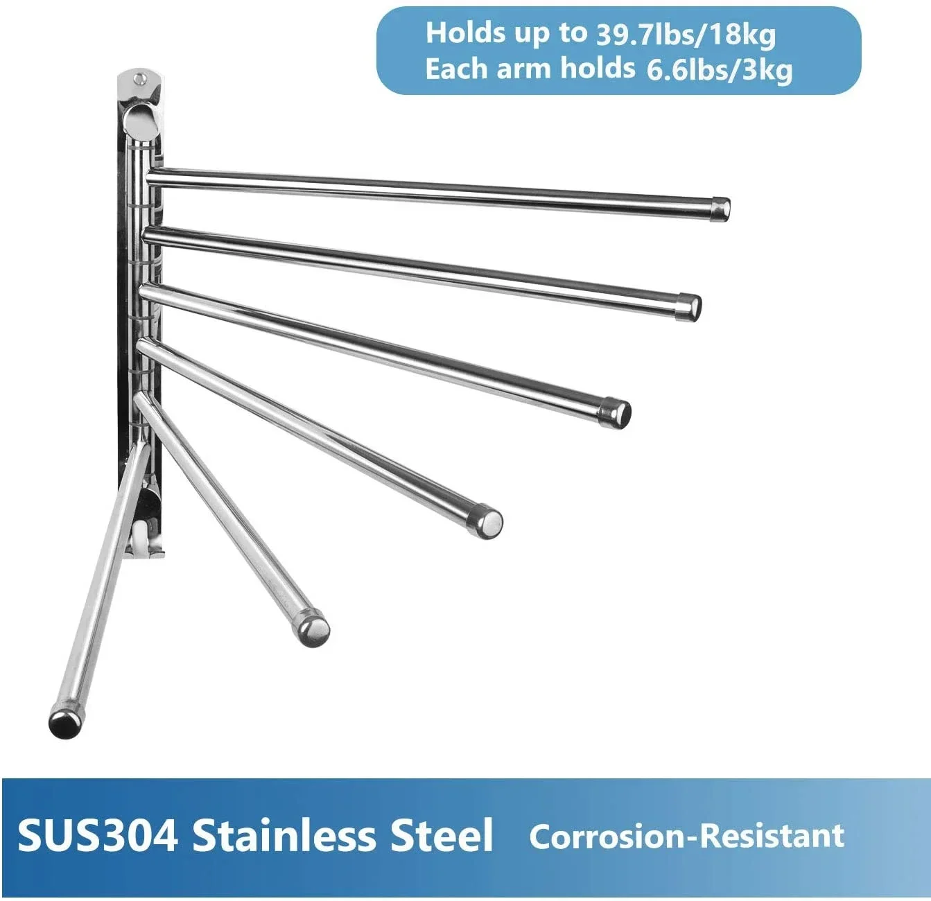 Stainless Steel Swivel Towel Holder 180 Degree 4/6 Arms Rotation Rack Wall Mounted Towel racks holder for Bathroom Accessories