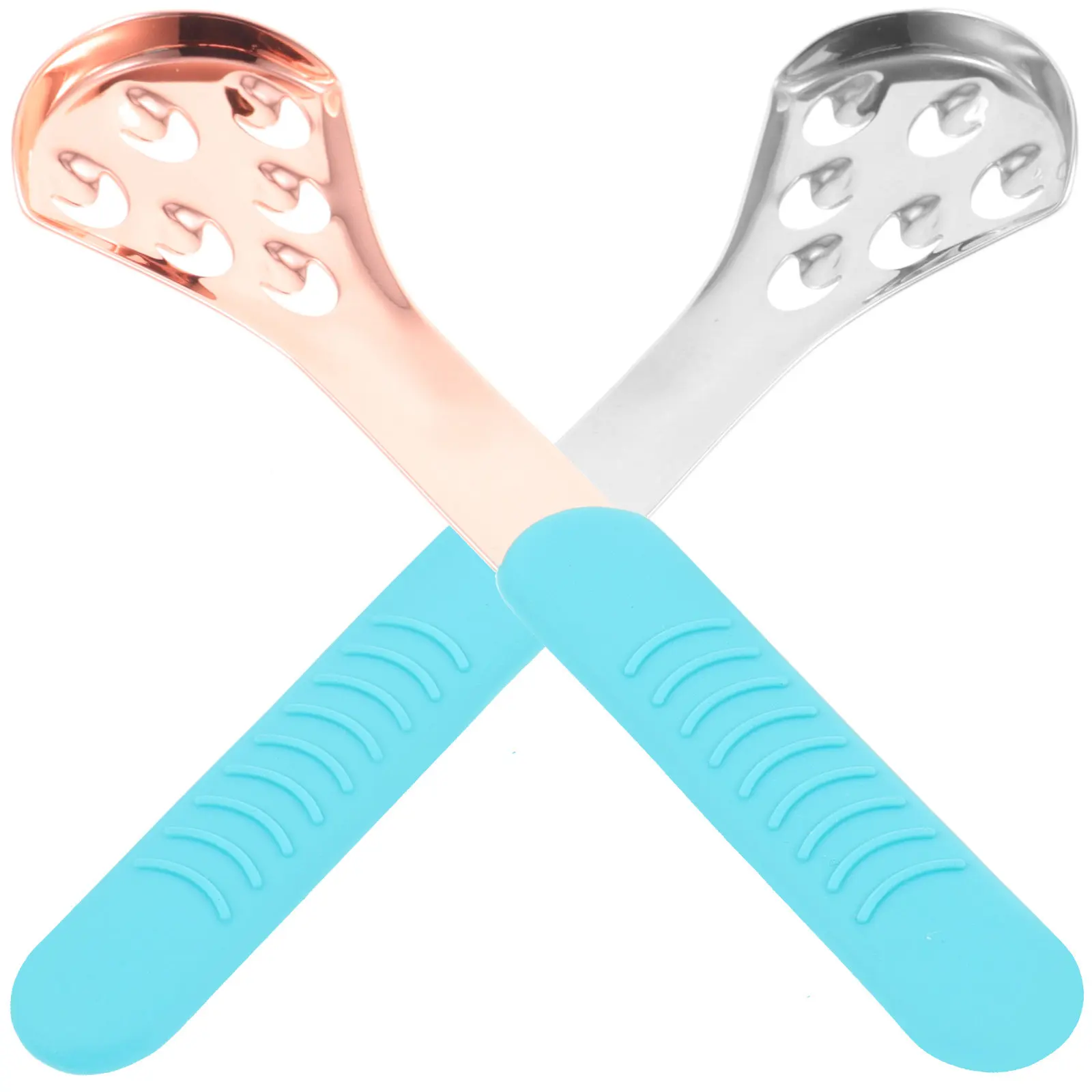 

Набор из 2 высококачественных скребков для языка из нержавеющей стали с двусторонней чисткой для ежедневной гигиены полости рта, портативное средство для свежего дыхания