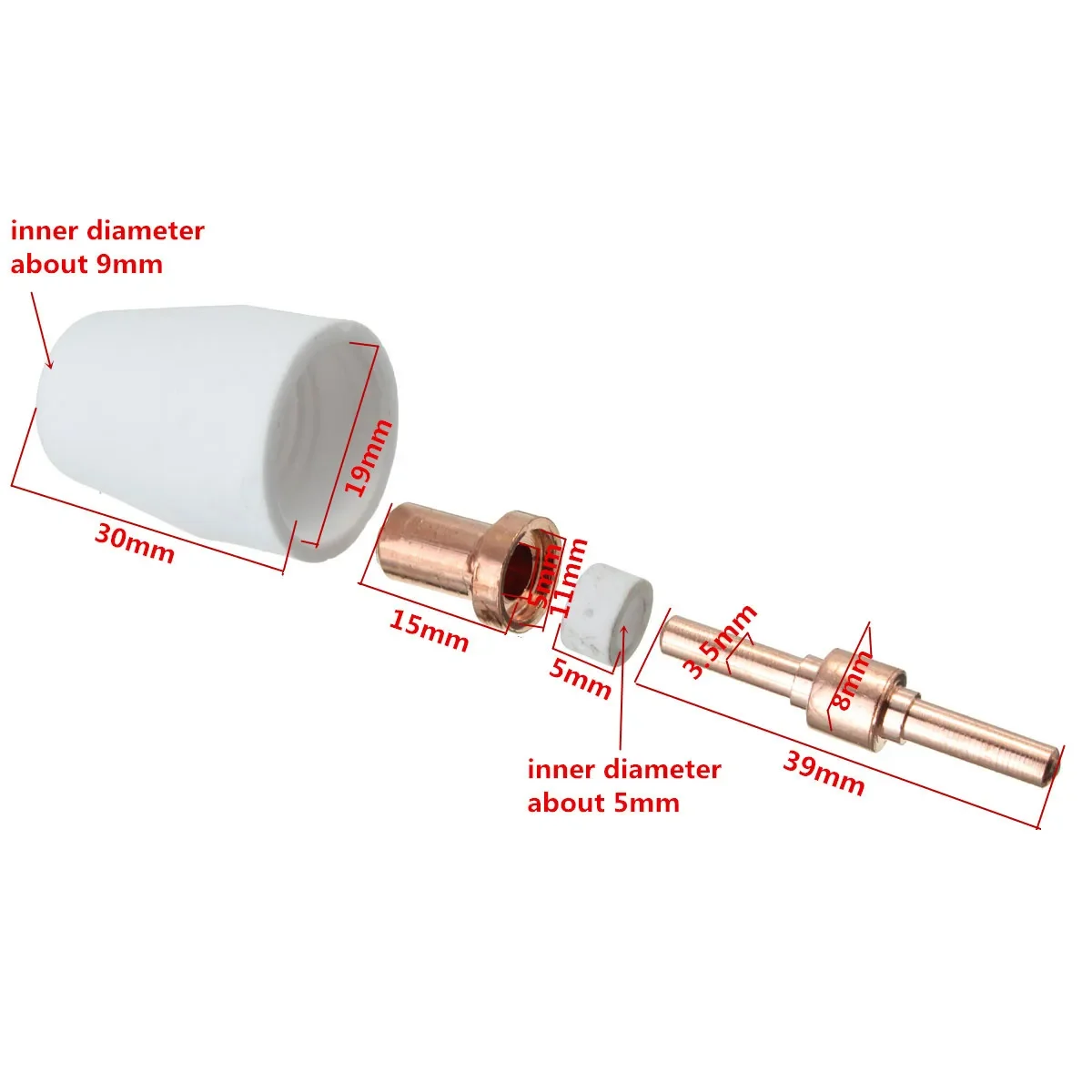 For PT31 LG40 Torch CUT--40 50 40Pcs/Set Ceramic + Metal  Plasma Cutting Cutter Consumables Extended TIP Nozzle Electrode