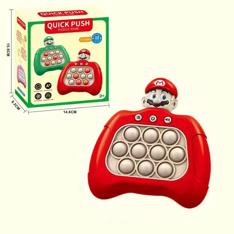 Super Mario Bros Toys Cartoon Mario Luigi Anime Figures Quick Push Game Console Puzzle Press Toys Kawaii Kids Birthday Gifts