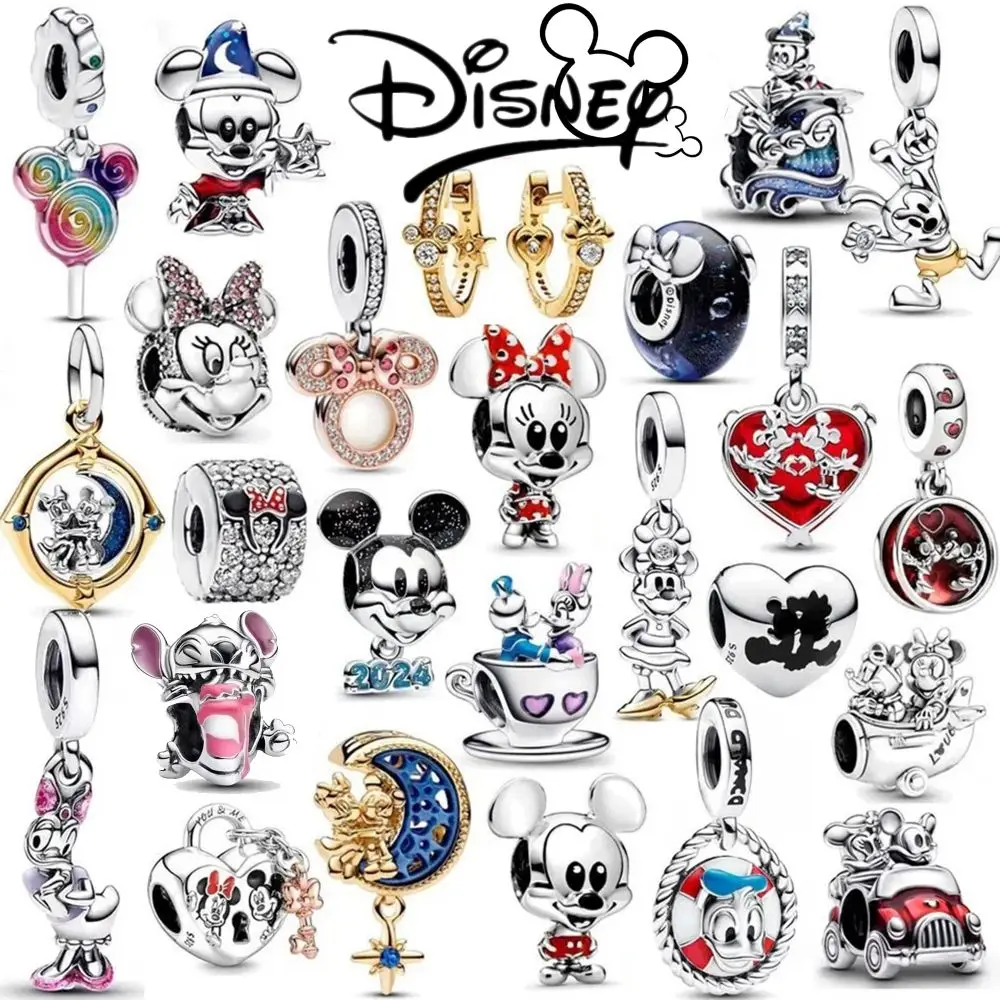 hot sale Disney Mickey Minnie Charm Silver 925 trinket bag Beads Suitable For Pandora 925 Original Bracelet Jewelry gift