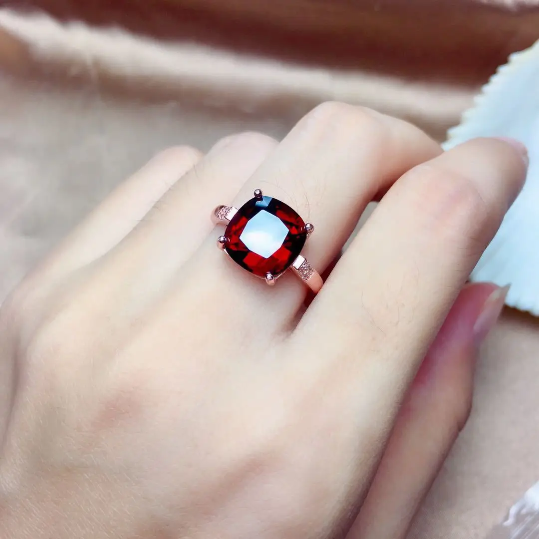 S925 Sterling Silver Open Adjustable Ring Featuring Natural Pigeon Blood Red Moissanite Seiko Made Color Treasure Accessory