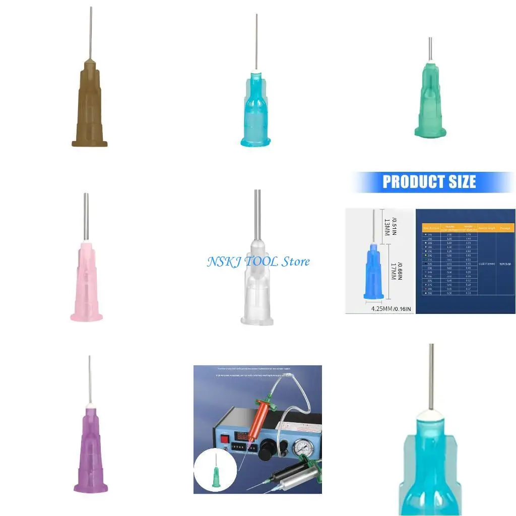 

L8RC 50Pcs 1/2inch Tips Dispensing Needle Tips Liquid Dispenser Needle for Gluing Electronic 14/15/16/18/19/20/21/22/23/24G