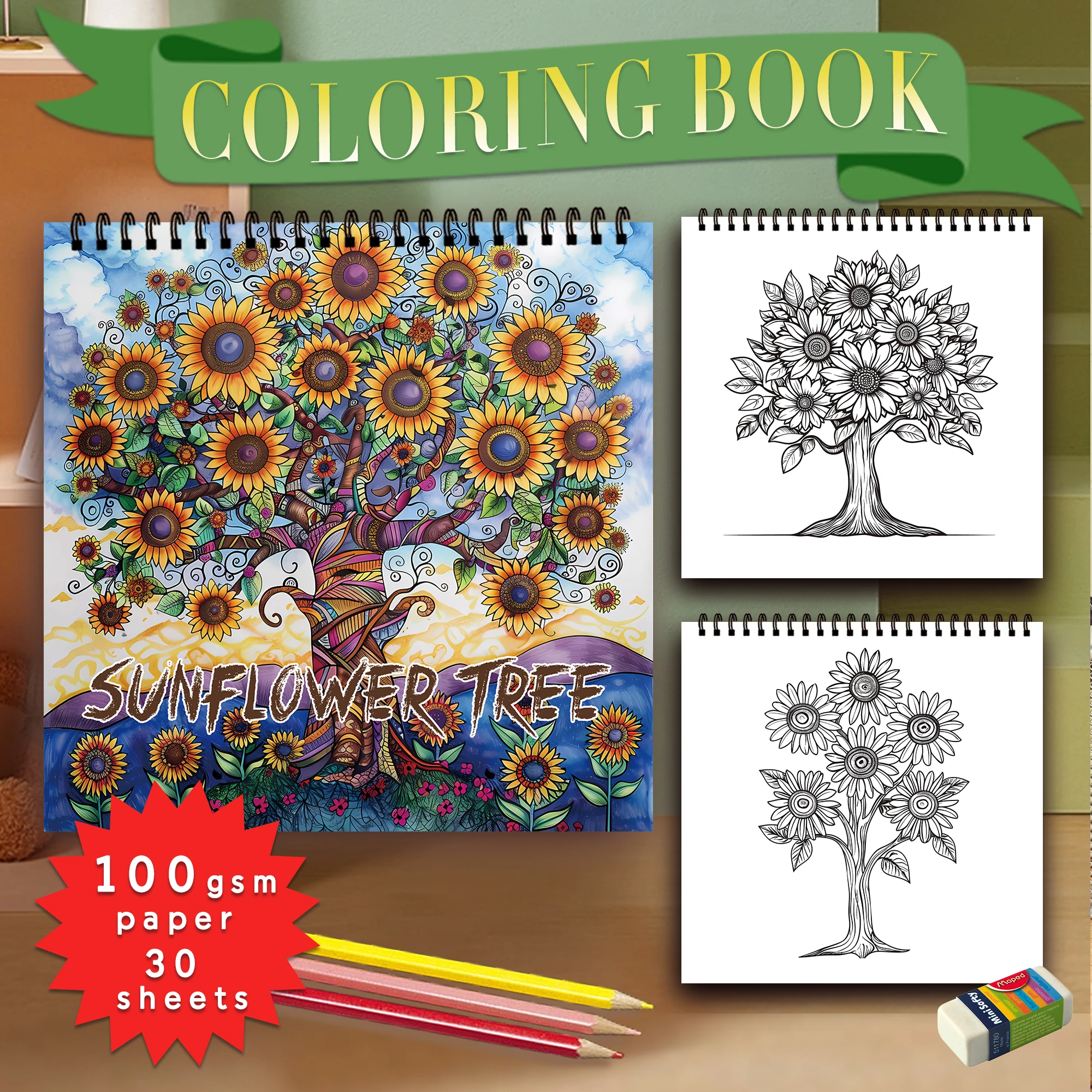 

30 Sheet Adult Drawing Book-,8.3x 8.3 inch 100gsm thick paper for soothing, anxiety and more, perfect for many holiday gifts!