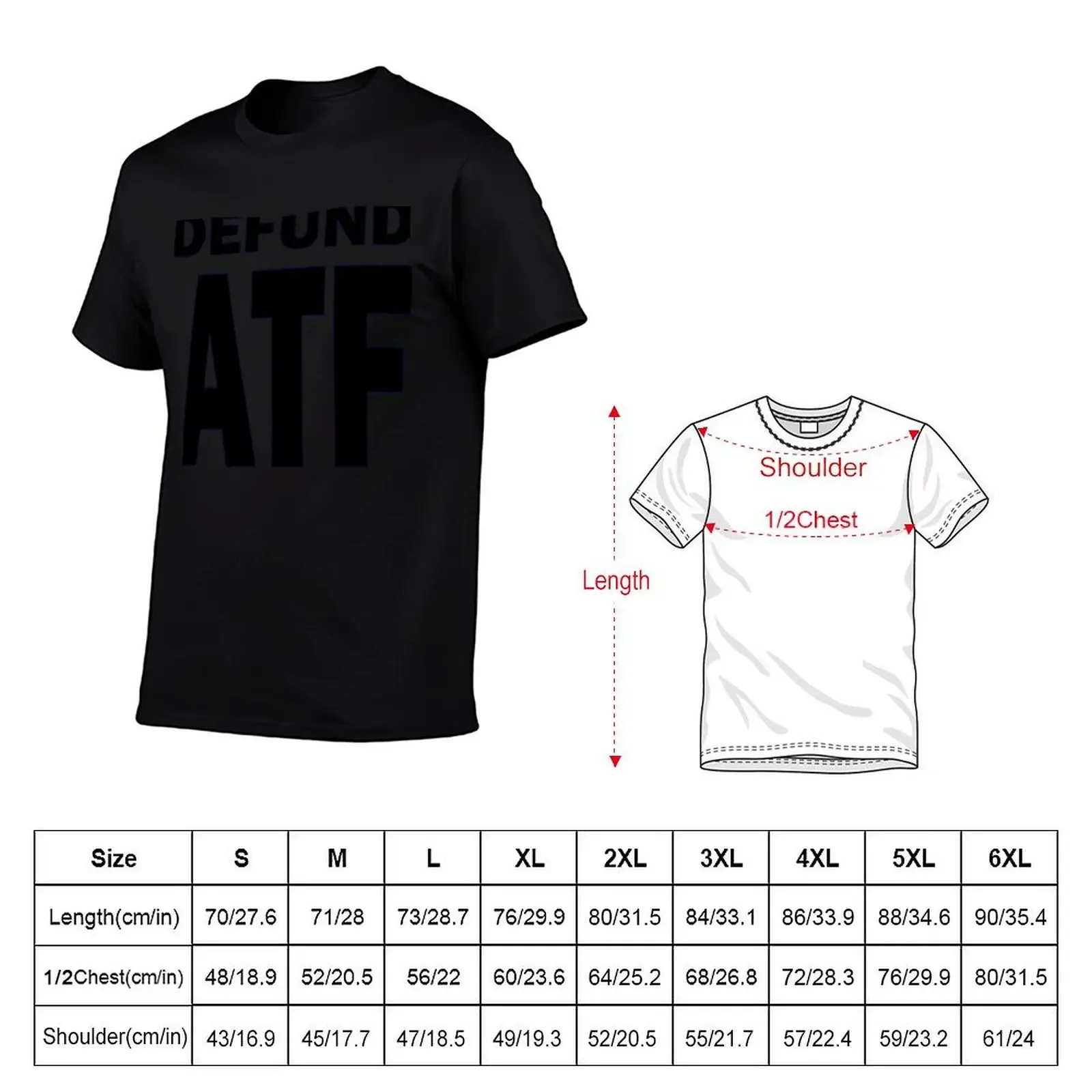 Defund ATF T-Shirt korean fashion vintage clothes baggy shirts plain mens designer clothes