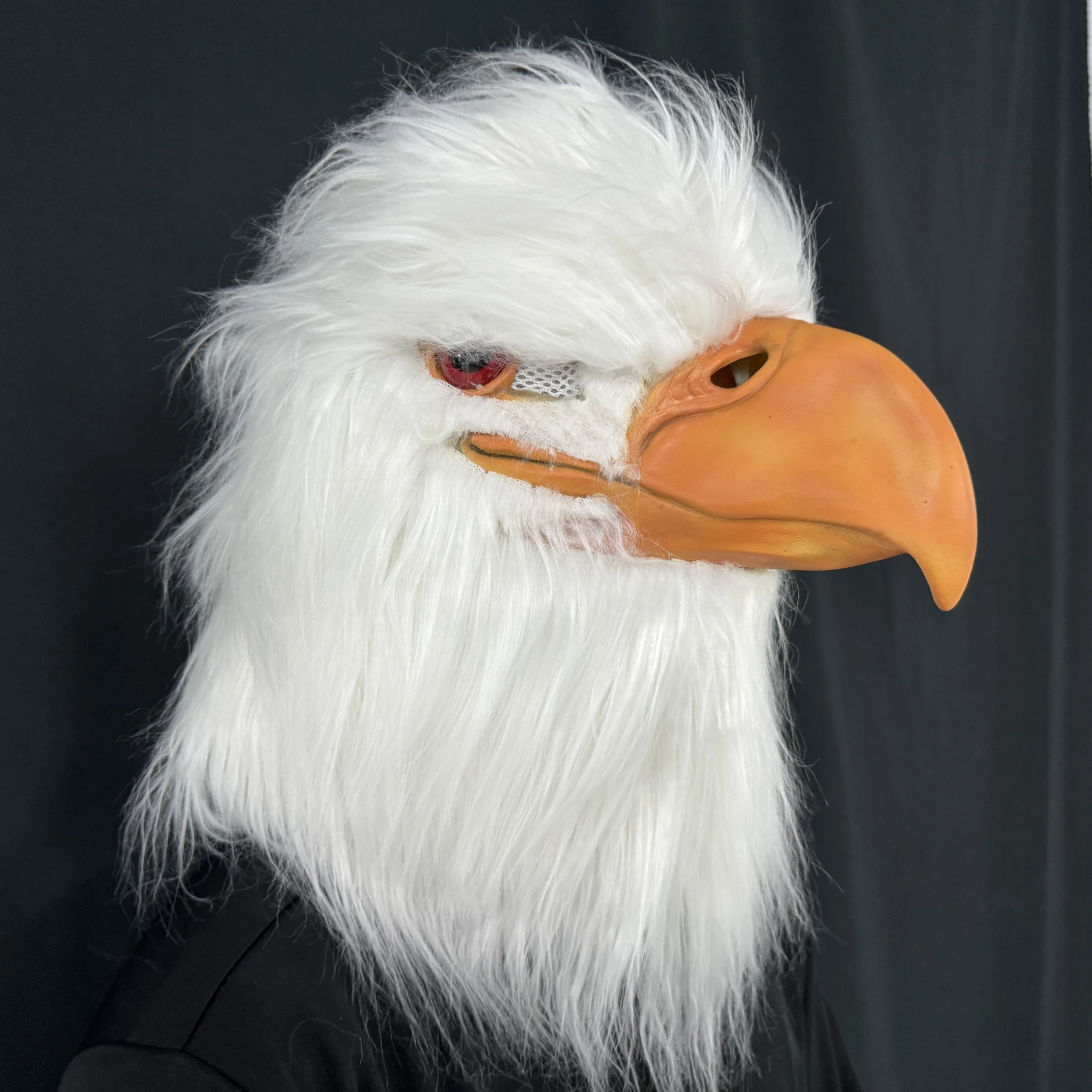 Weiße Adler-Latexmaske – realistische Vogelkopf-Kostümfedern für Erwachsene, Halloween, Party, Cosplay, Tier-Requisite, Maskerade, Karneval – Detail 9