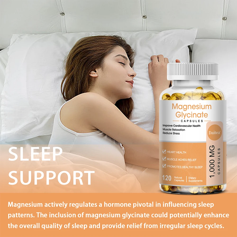 Magnesium Glycinate Supplement, Promotes Natural Sleep, Reduces Stress and Anxiety, Magnesium Vitamin Supports Bone Health