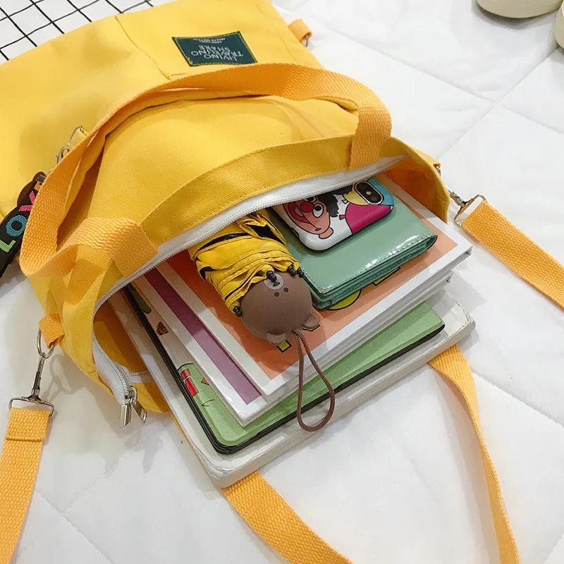 Canvas Handbags Shoulder Bags for Teenage Girls Cute School Bags Ladies Casual Shopping Tote Bag Large Capacity Messenger Bag