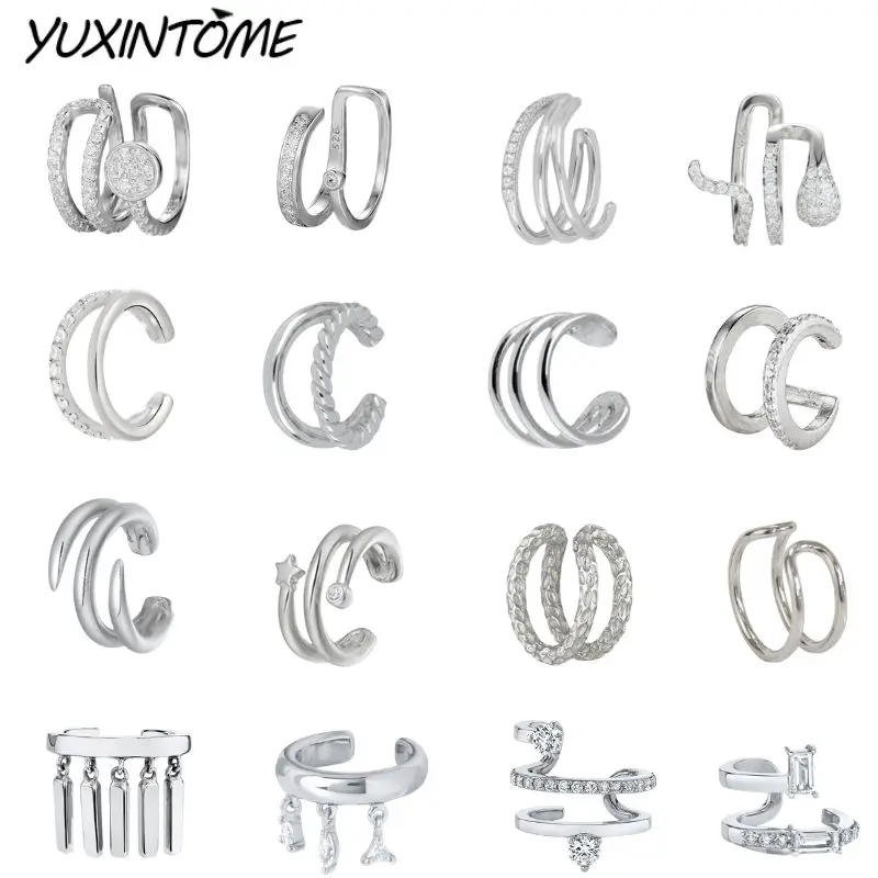 

1PCS 925 Sterling Silver Ear Needle European and American Popular Silver Irregular Clip Earrings Fashionable and Elegant Jewelry