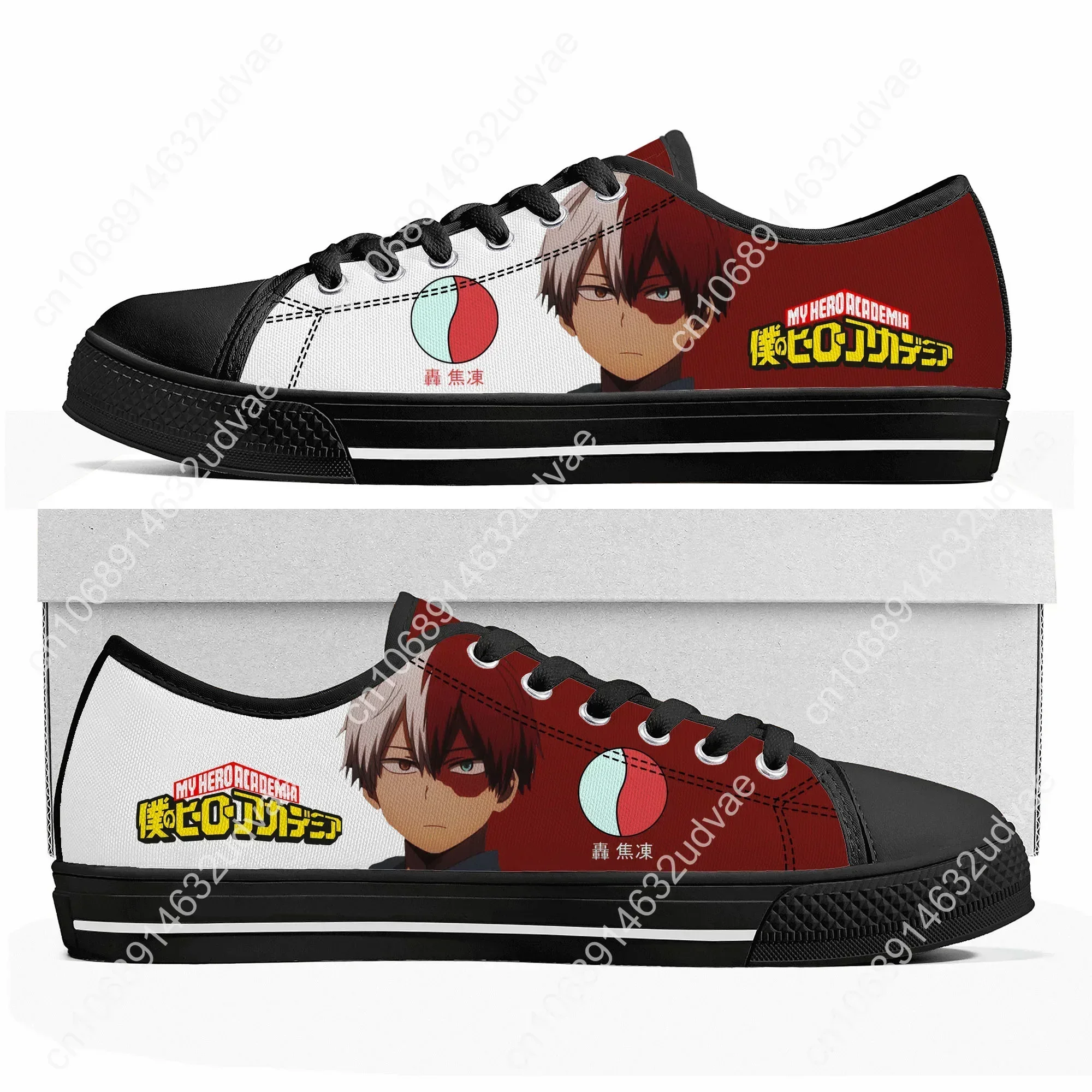 Anime Shoto Todoroki My Hero Academia Low Top Sneakers Mens Womens High Quality Canvas Sneaker Couple Shoes Custom Shoe