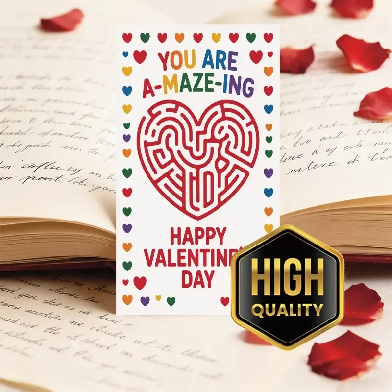 100pcs Valentine's Day Greeting Cards, Featuring A Pink Heart Design and Thank-you Message Cards for Your Spouse or Partner
