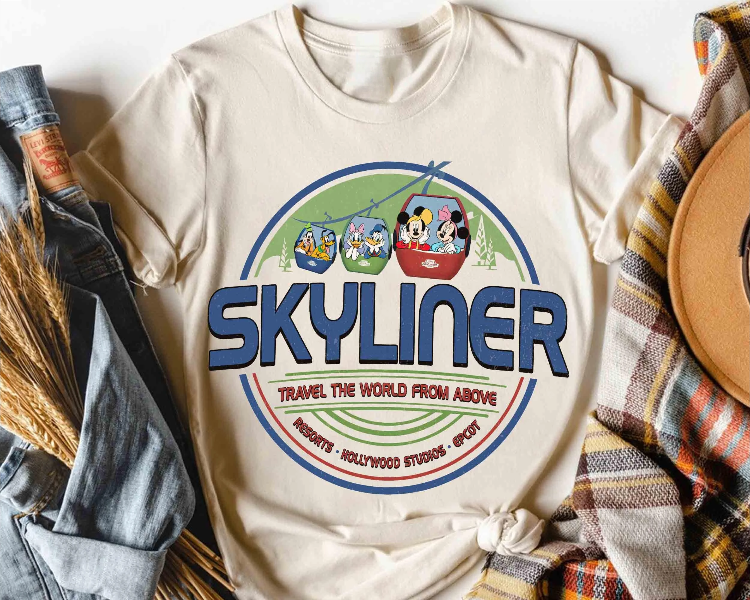 تي شيرت Disney Skyliner Travel The World From Above تي شيرت Walt Disney World Resort Family Trip