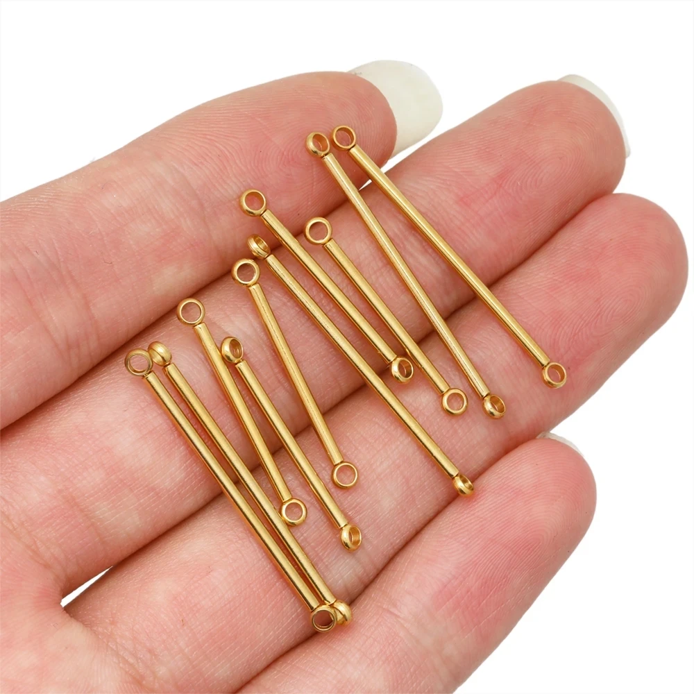 10Pcs 20 30mm Stainless Steel Bar Links Thin Stick Strip Connectors Charms for Earring Bracelet Necklace Jewelry Making