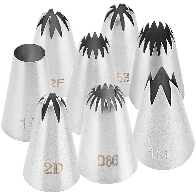 

8pcs Piping Nozzles Set Stainless Steel Icing Nozzles Cream Cake Piping Tips For Dessert Biscuit Cup Cake Kitchen Accessories