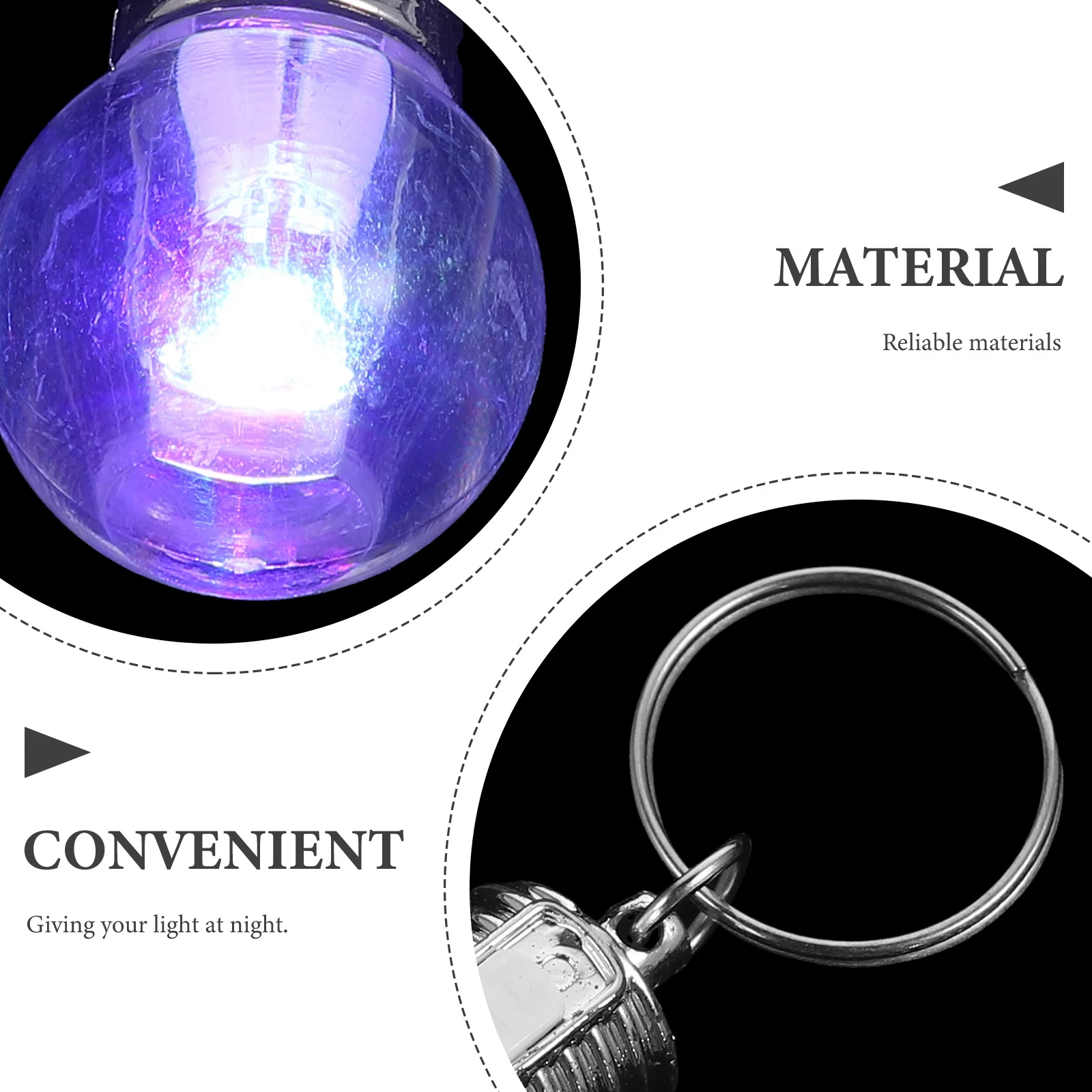 

10Pcs Mini LED Bulb Keychain Portable Light Lamp Torch Key Ring Stylish Acrylic Body Shiny Fashion Accessory Gift