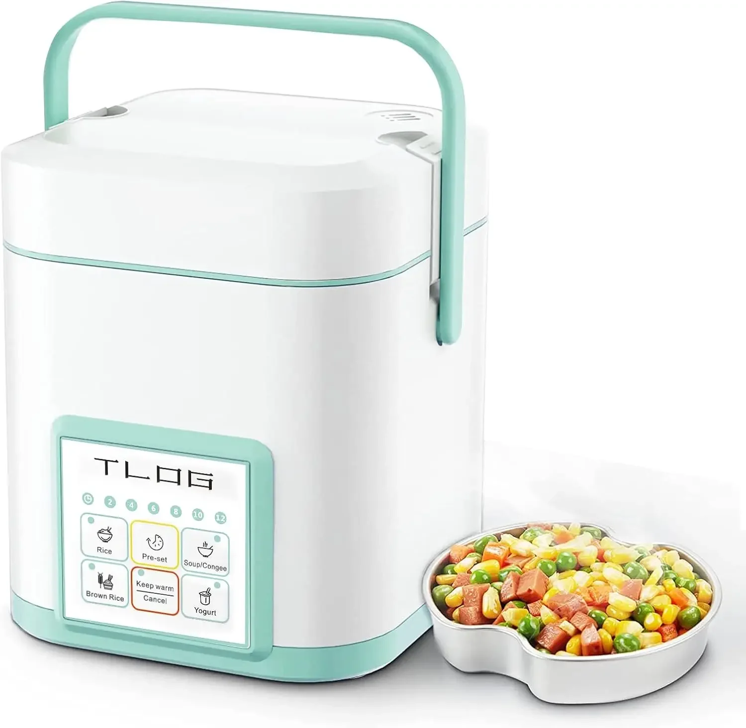 Rice Cooker 2.5 Cups Uncooked, Healthy Ceramic Coating Portable Rice Cooker, 1.2L Travel Rice Cooker Small for 1-3 People,