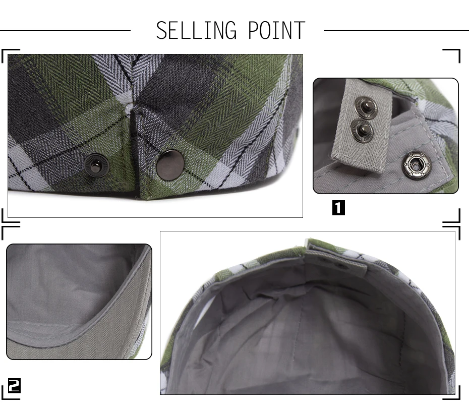 Sommer Plaid Dünne Baskenmütze Frauen Männer Mode Vintage Visier Hut Casual Weibliche Newsboy Caps Retro Flache Kappe Für Frühling Herbst Neue – Detail 2