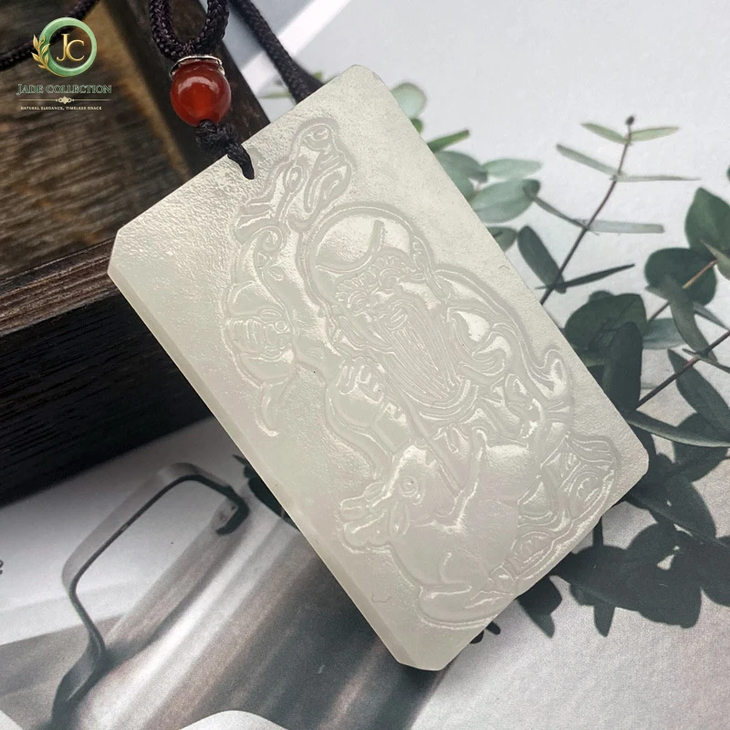 Afghan white jade longevity pendant, suitable for street stalls, promotional gifts, jade pendants for men and women, large penda