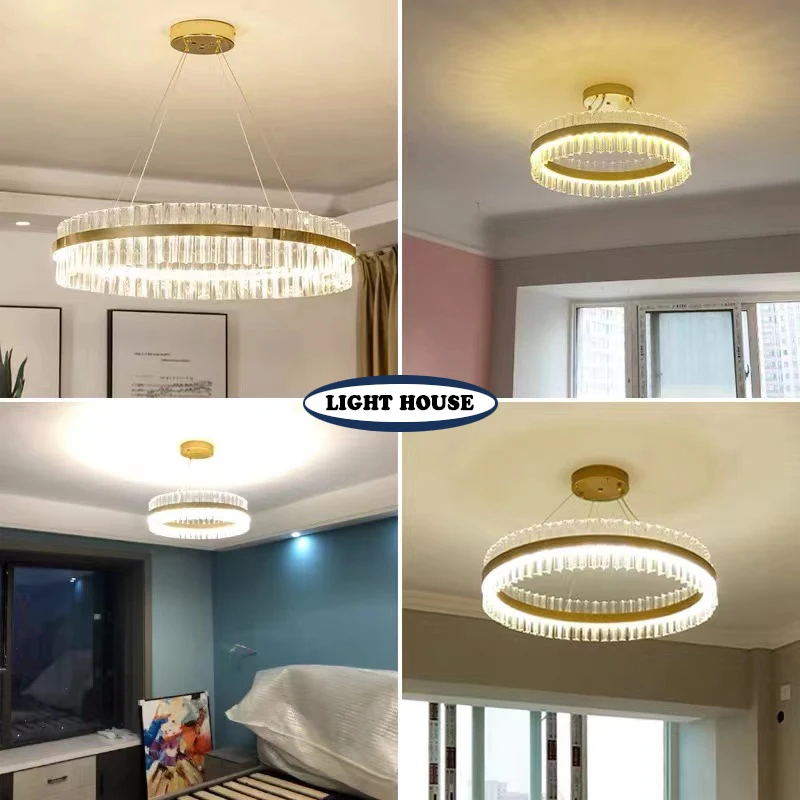 Modern  LED Chandelier Crystal Round Pendant Light for Living Room Ceiling Chandelier Living Room Decoration