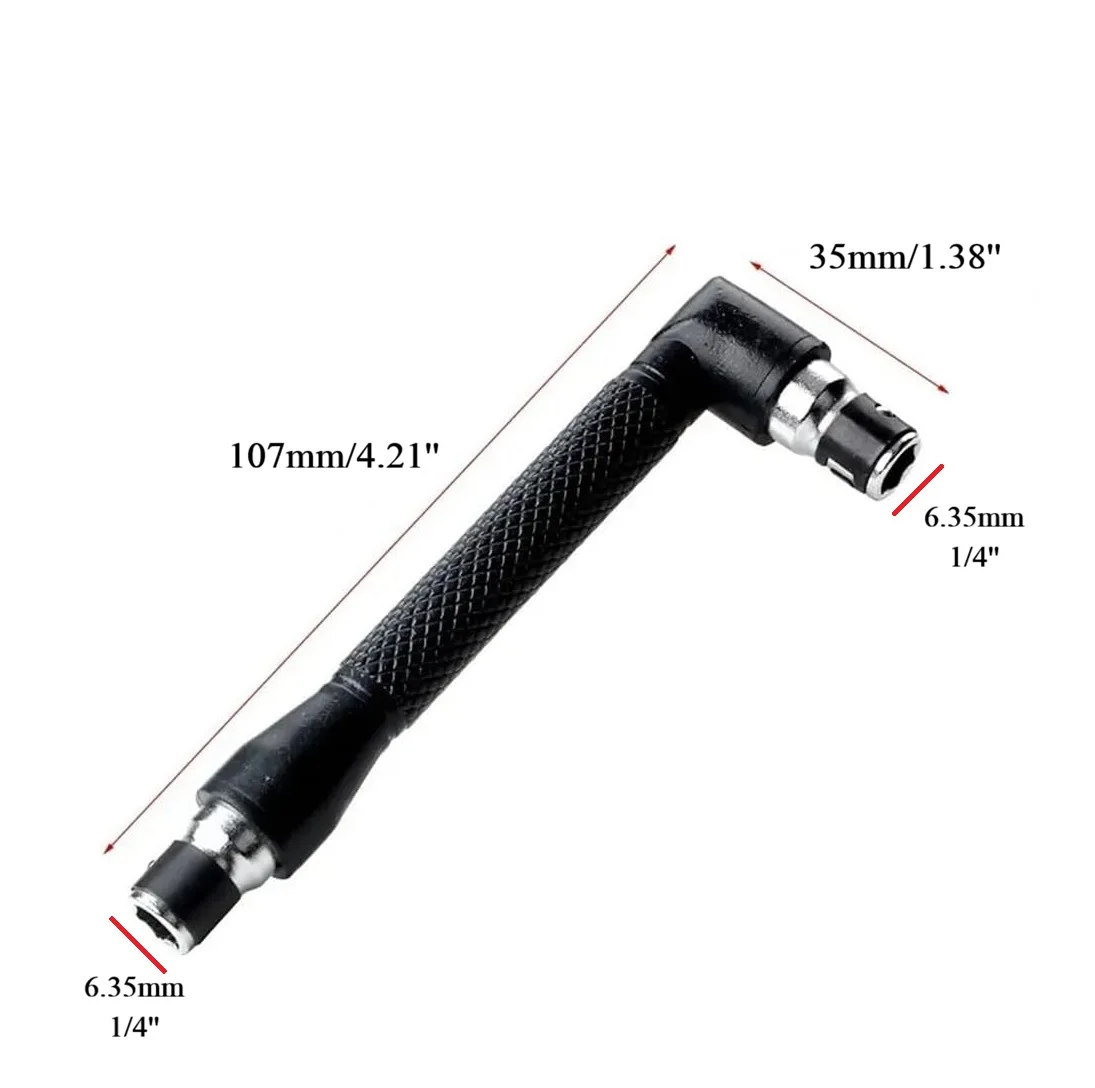 L Type 1/4 Hexagon Screwdriver Bit 90 Degree Double End Handle Black 6.35mm Wrench Tool for Matching Bits Set