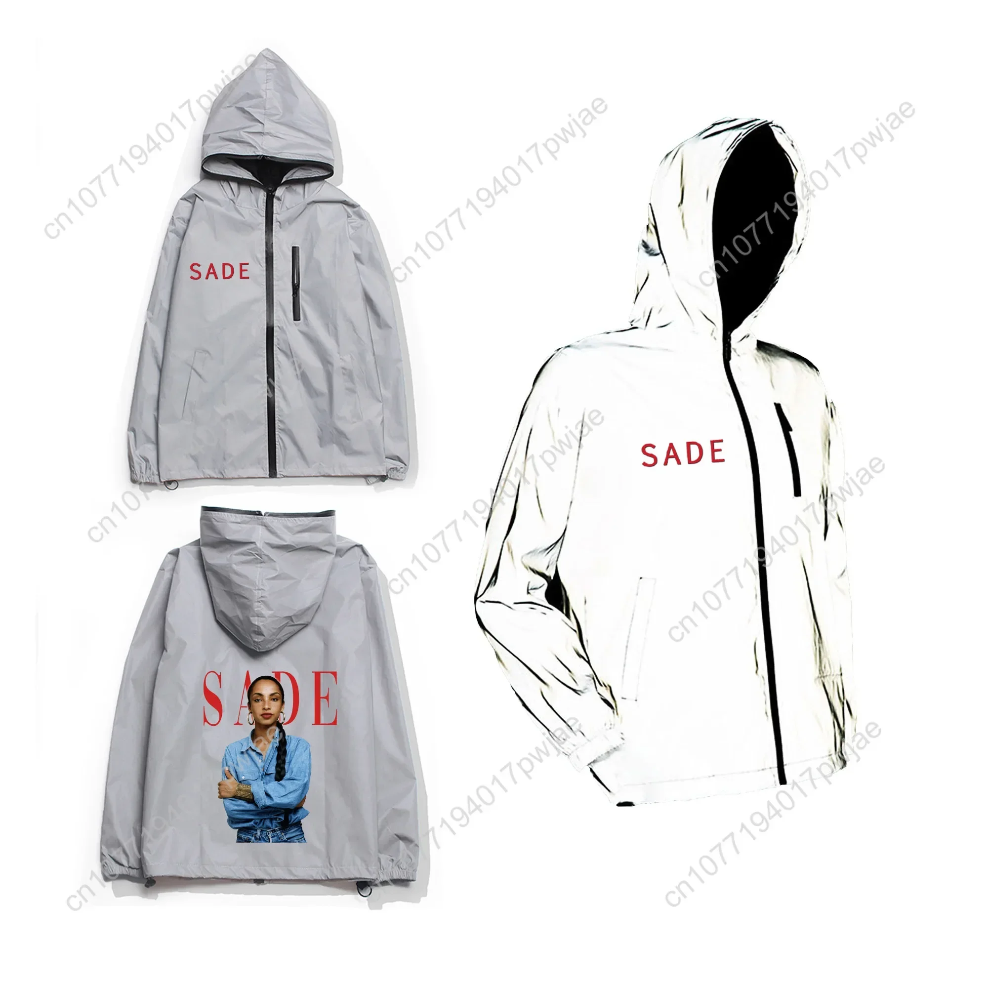 Singer Sade Adu Reflective Jacket Mens Womens Coat Hooded Windbreaker Run Pocket Jackets Hiking Zipper Customized Hoodie