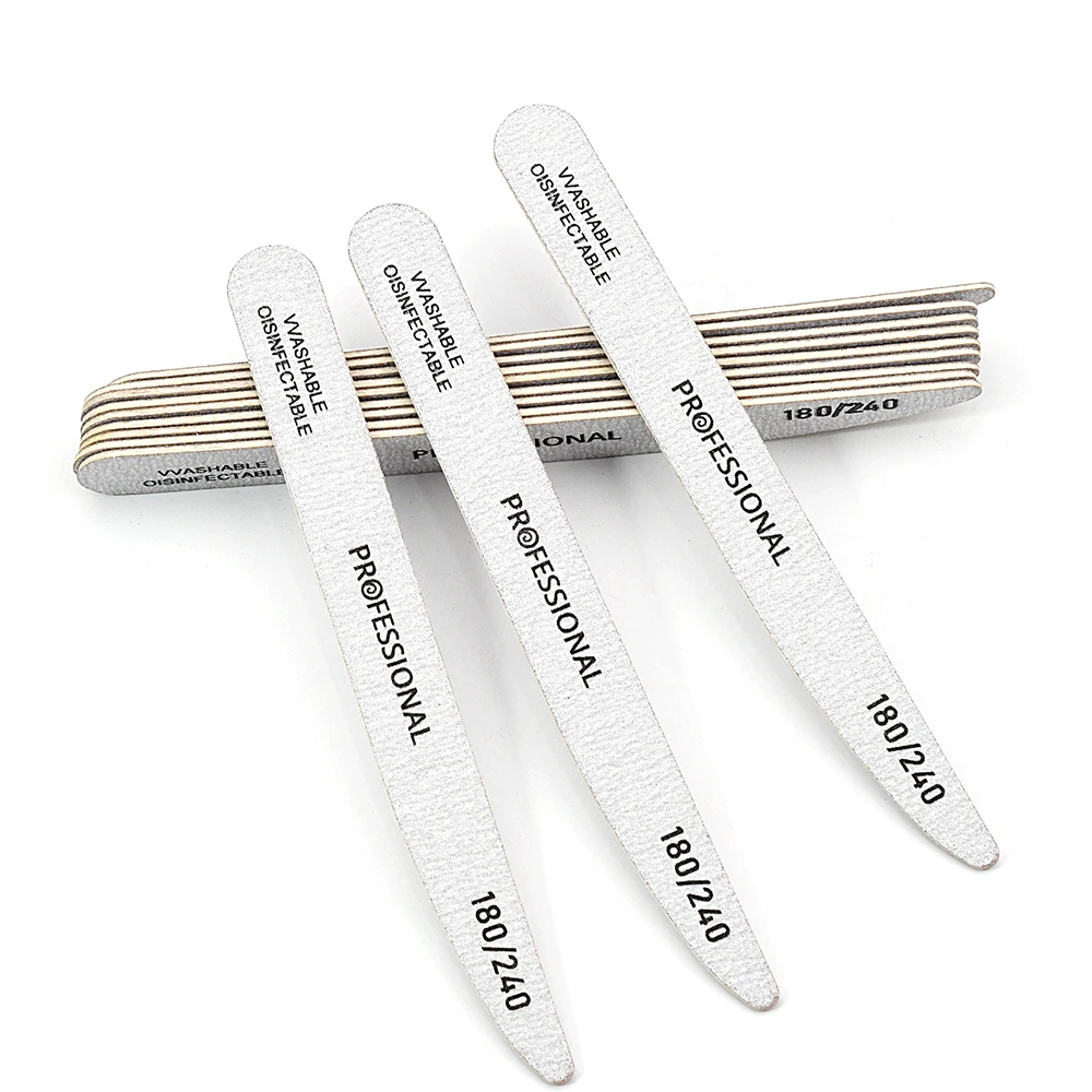 200Pcs/Lot 180/240 Grit Nail Files Wholesale Grey Knife Shape Wooden Nail Art File Reusable Double Sided Pedicure Manicure Tools
