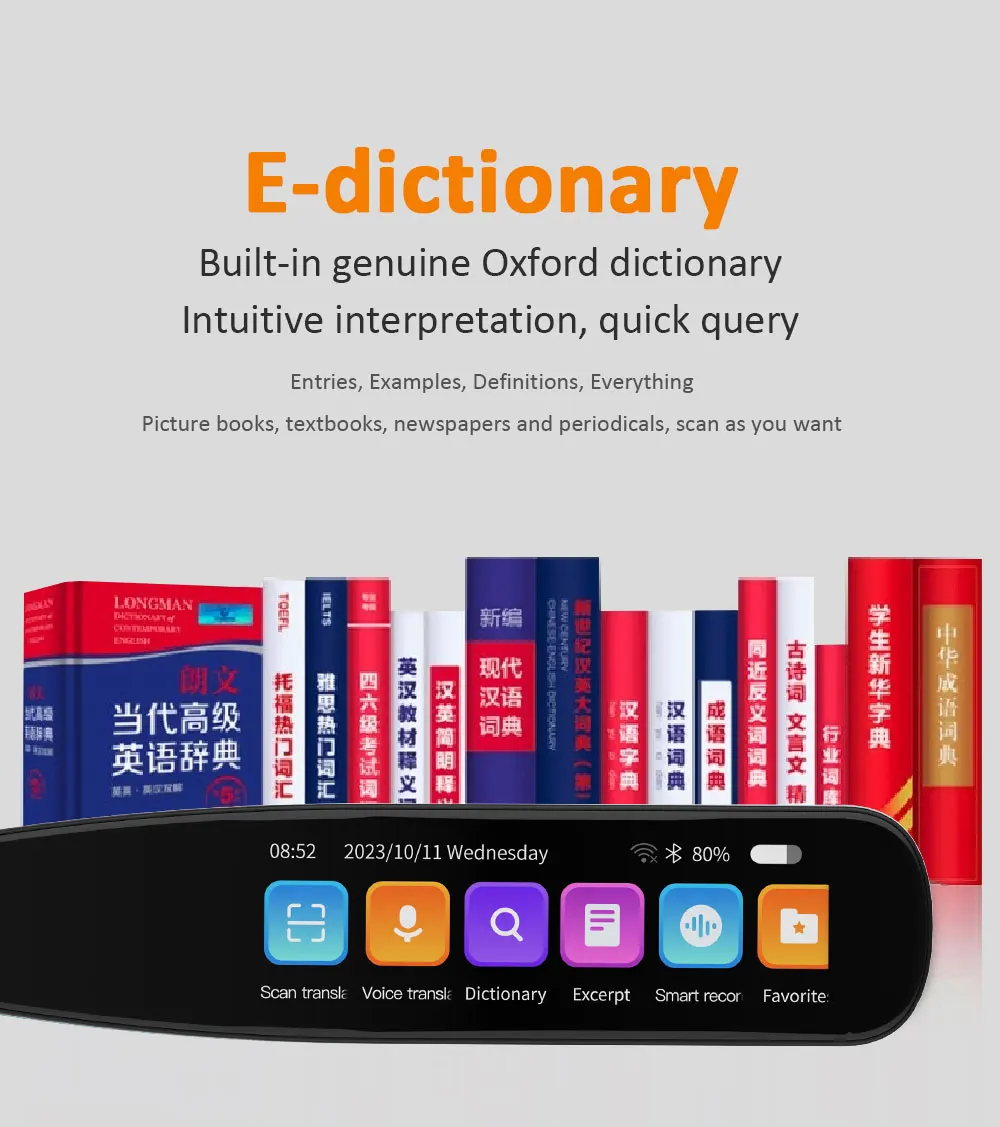 

Горячая распродажа 2025 года, оптовая цена, новый дизайн, умный сканирующий словарь, ручка, многоязычный портативный языковой сканер, Wi-Fi для языка