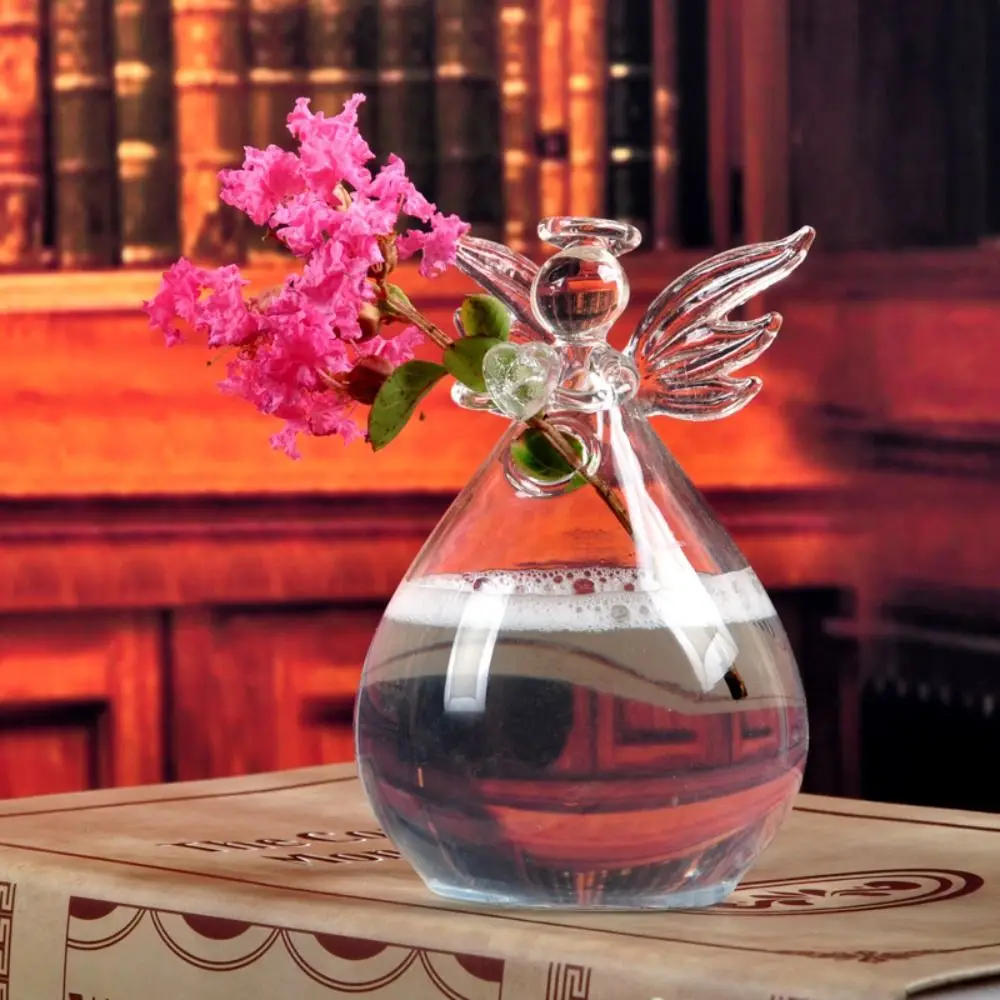 DIY Transparent Angel Vase Angel Shape Borosilicate Glass Hydroponic Container Eye-catching Hand-blown Plant Wall Mounted Vase