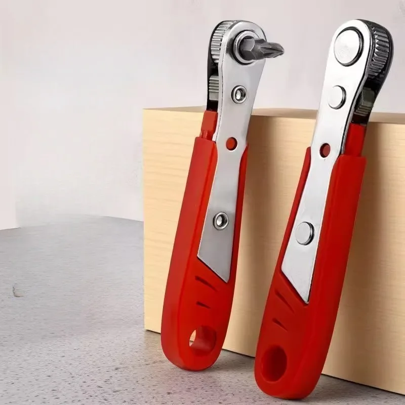 Multifunctional Cross Shaped Short Screw Orange Tool Bidirectional Ratchet Screwdriver Right Angle Magnetic Wrench