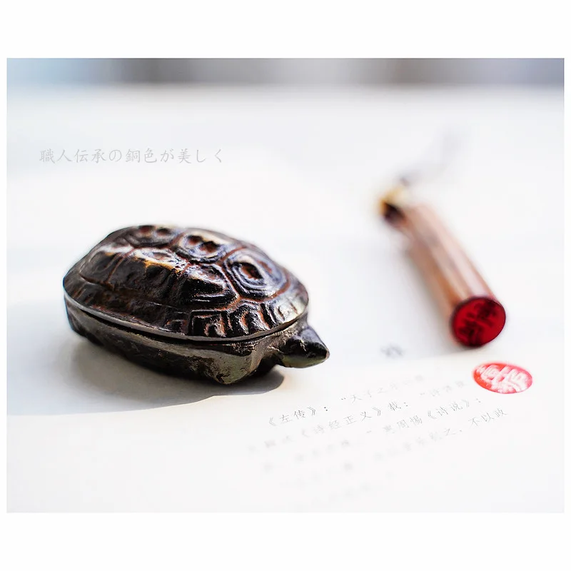 Longevity Turtle Copper Inkpad Stamp Pad Copper Ware Study Calligraphy and Painting Seal Cutting Gift Decoration Paper Weight