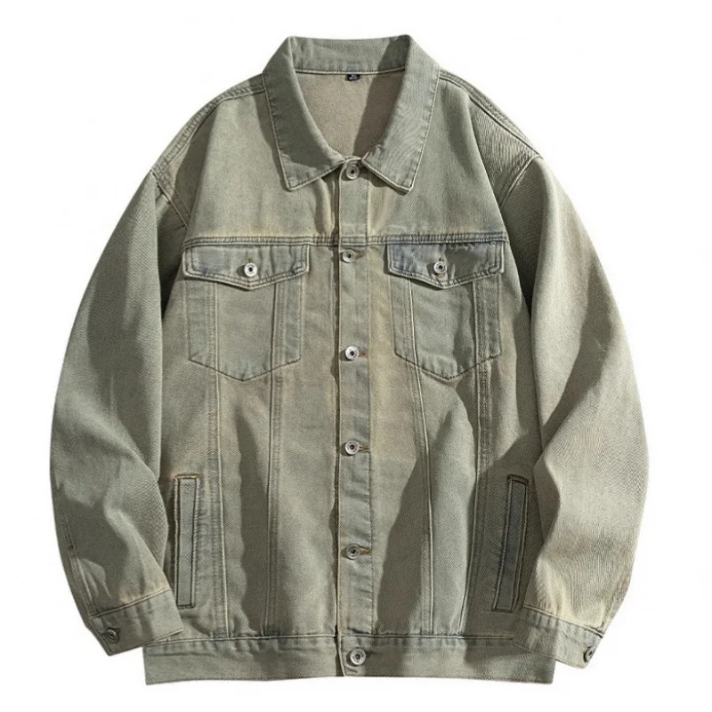 قميص رجالي بأكمام طويلة للخريف، قميص فضفاض بياقة مقلوبة، معطف كاجوال للرجال، نمط رجالي #5