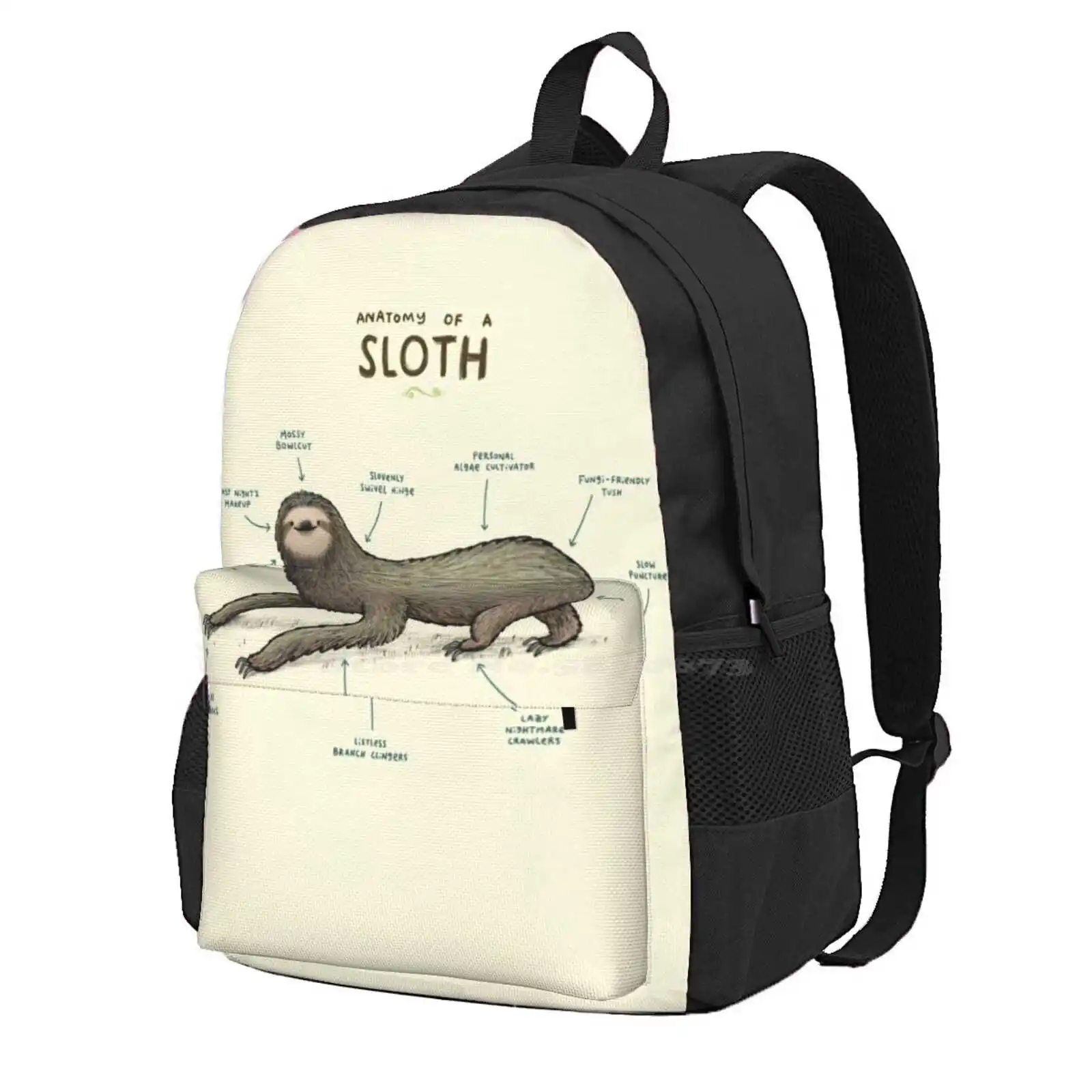 Anatomy Of A Sloth Hot Sale Schoolbag Backpack Fashion Bags Anatomy Of A Sloth Funny Silly Cute Children Birthday Bedroom