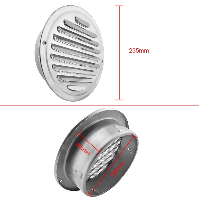 Ventilasi udara baja tahan karat, penutup ventilasi kisi-kisi Louvered, ventilasi udara saluran datar, stopkontak udara dinding dengan layar terbang Mes