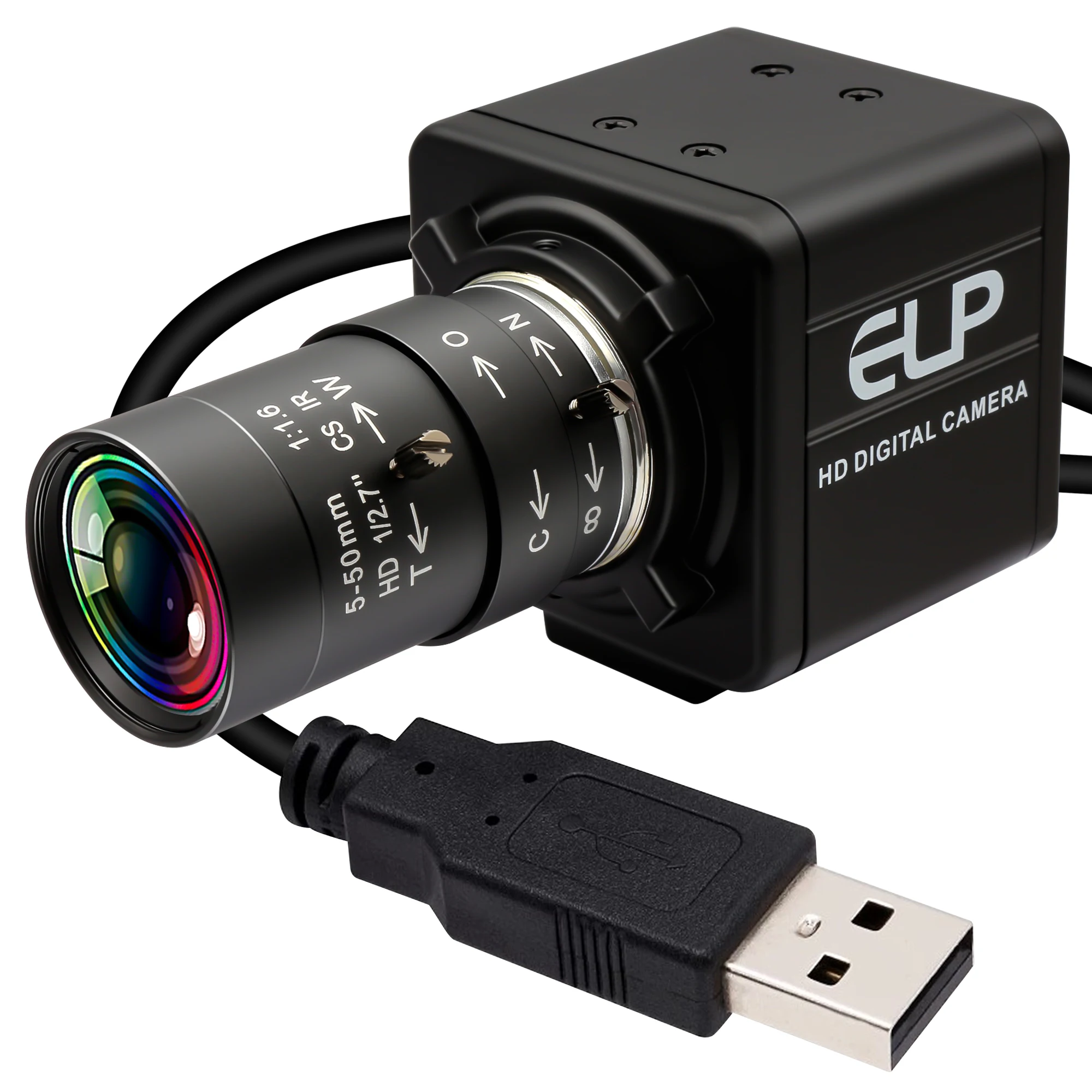 ELP 5MP グローバルシャッター 10Xズーム USBウェブカメラ